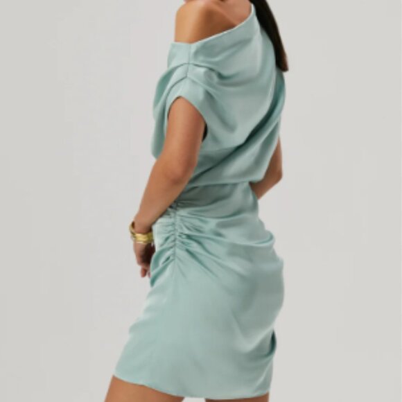 Brand New MISHA OFF-THE-SHOULDER SLIM RUCHED MINI DRESS - Picture 16 of 16